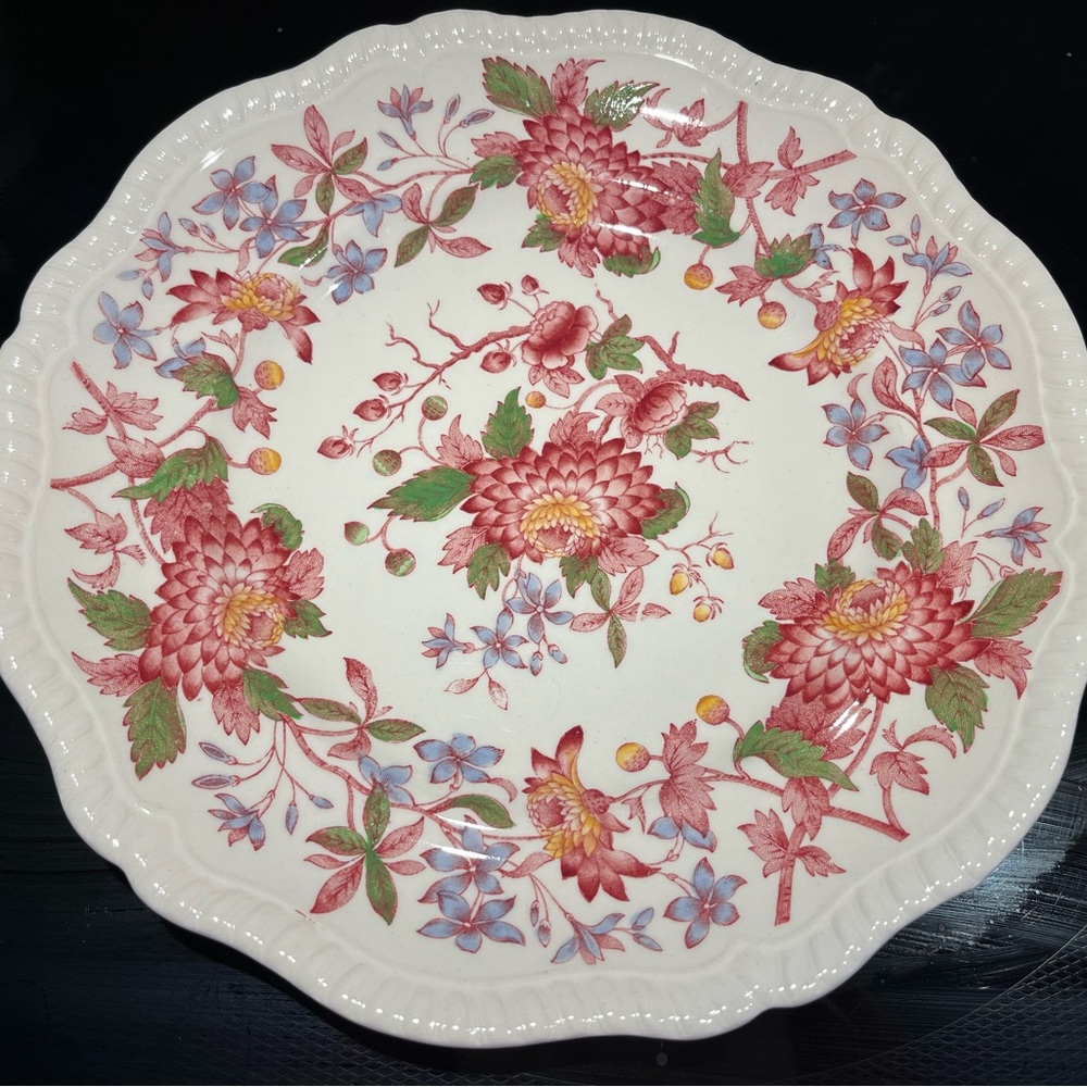Vintage Spode Aster Red Dinner Plates (2) Copeland